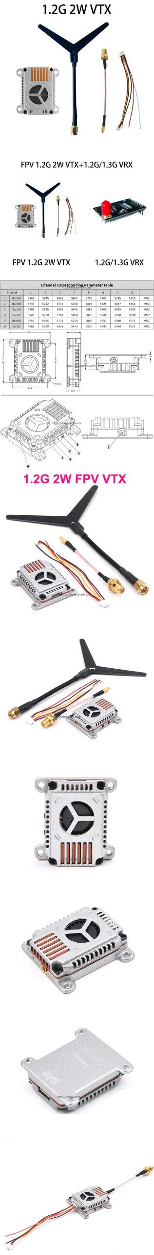 1.2Ghz 2W 2-8S Switchable VTX Video FPV Transmitter Module 1.2G 9Ch VRX Heat Dissipation Shell For Long Range FPV Drone 1 制造网详情 1 scaled