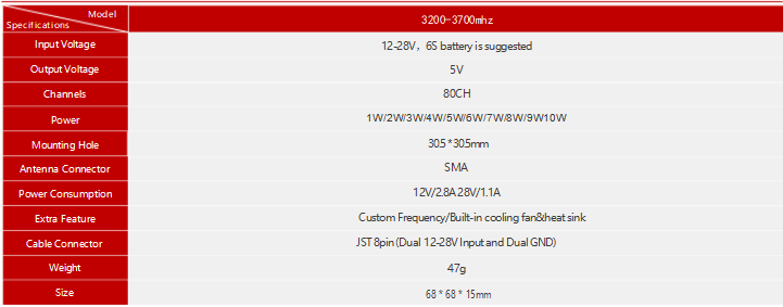 10W 3200-3700MHz VTX Module Anti-Interference Wireless Infrastructure Equipment Real Time Communication for FPV Drone 1 3